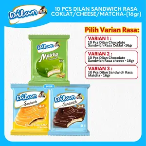 Dilan - 10 PCS Dilan Chocolate Sandwich Rasa Coklat/Cheese/Matcha (16gr) - DLN