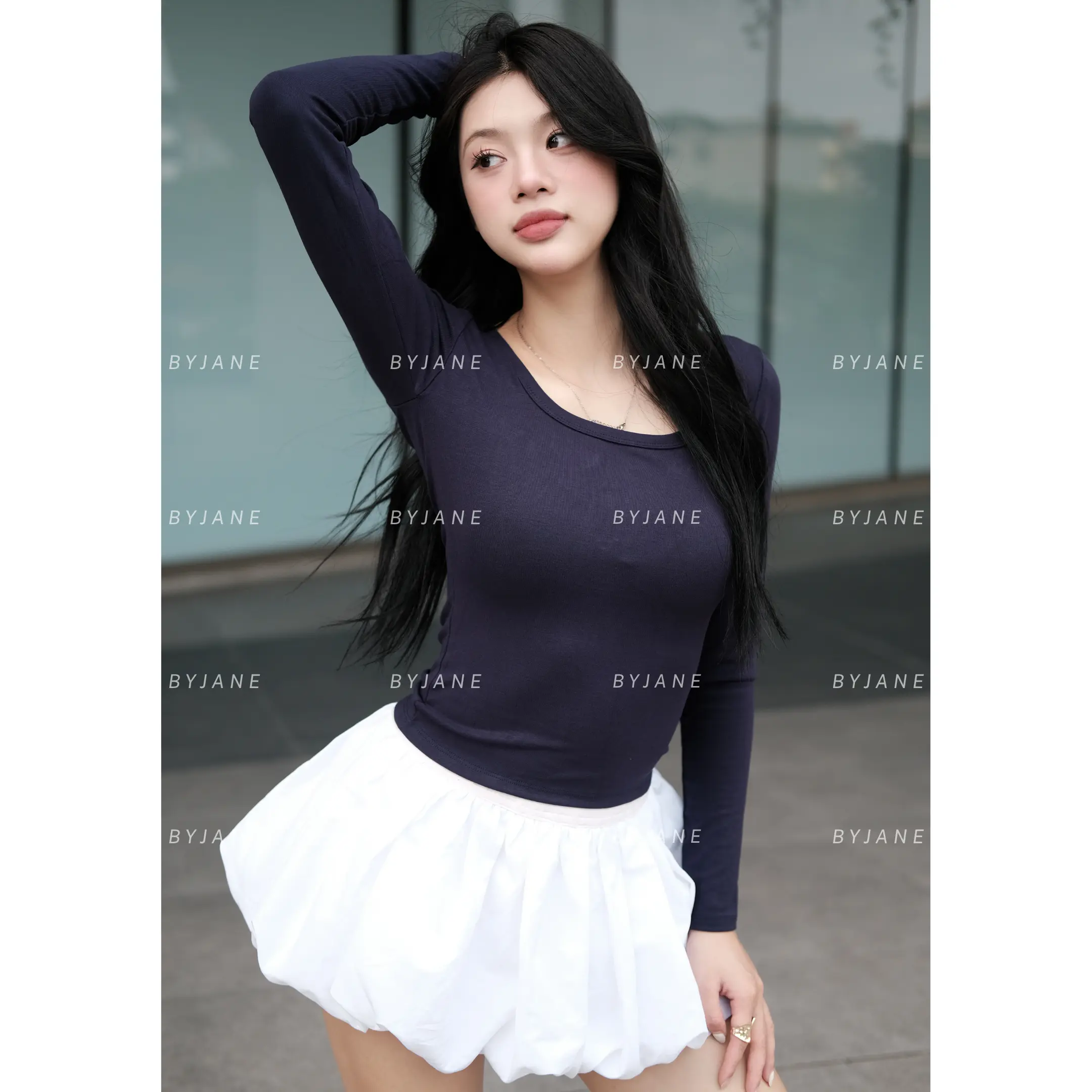 (XẢ KHO) Áo Thun Dài Tay Cổ Vuông Ôm Body BYJANE - 777 | BigBuy360 - bigbuy360.vn