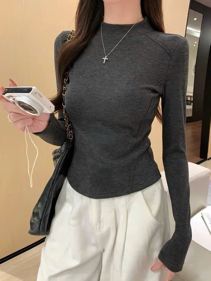 Áo giữ nhiệt tăm lông thỏ vạt bầu Lenogi Áo cổ 3p  chất liệu vải nỉ tăm thỏ ôm body giữ nhiệt tốt A46 | BigBuy360 - bigbuy360.vn