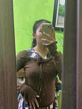 Product Review of KIYANA Cirebon Cloth - Flower Top / Long Sleeve Ribbon Coquette Knit Top / Atasan Knit Lengan Panjang Wanita Knitwear Crop Cardigan Baju Tangan Kerah from m**️ 1