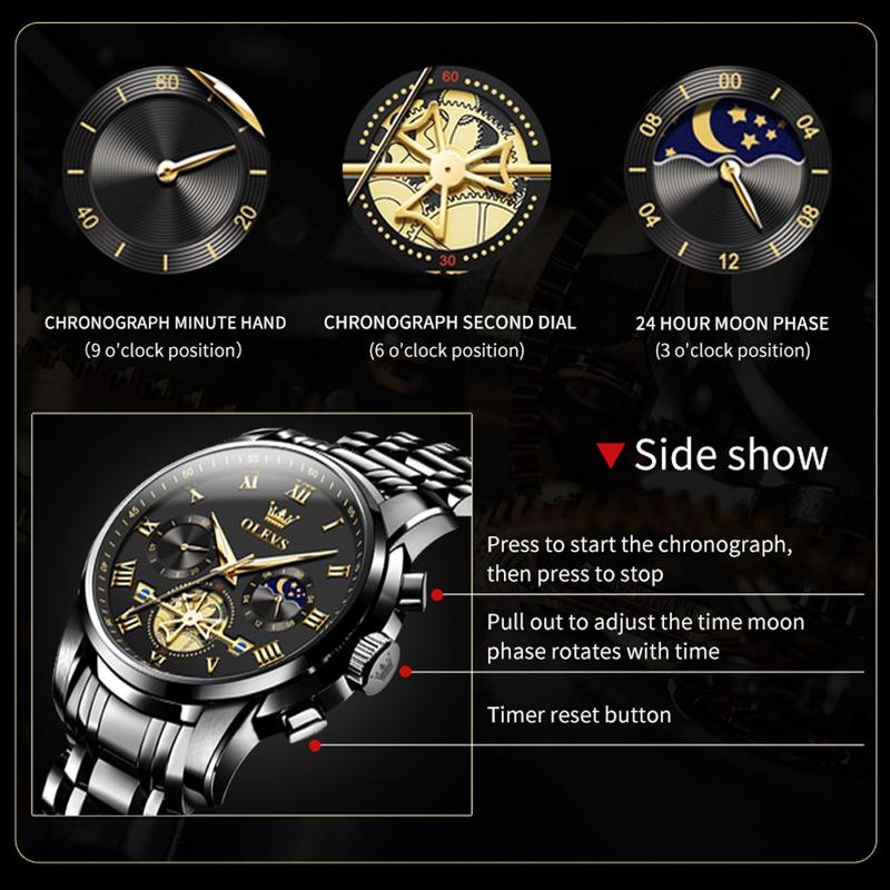 Jam Tangan Pria OLEVS 2859 Anti Air Luminous Analog Chronograph Stainless Steel Men Watch 3
