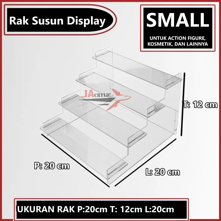 DISPLAY ACTION FIGURE AKRILIK / RAK SUSUN SERBAGUNA / RAK SUSUN KOSMETIK MAINAN / RAK KACAMATA TINGKAT / STAND MAINAN PAJANGAN DIECAST ACRYLIC