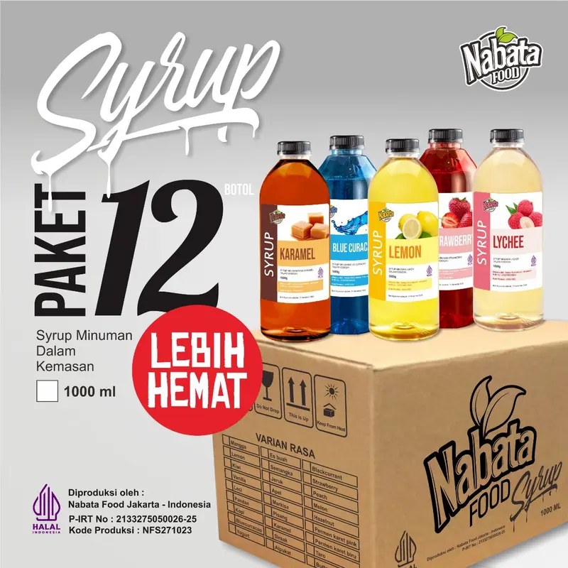 Syrup NABATA All Varian 1000 ml Sirup Flavoured Minuman Bartender Kopi | Sirup Nabata Aneka Rasa All Variant Sirup Kopi dan Teh Perasa Minuman | Nabata Syrup 1000ml All Variant Rasa | Sirup Minuman 1 Liter - Aneka Rasa Buah - Syrup Fruit All Varian 1