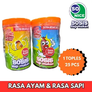 SONICE Sosis Siap Makan Rasa Ayam dan Sapi Extra Besar 200g 1 Toples 25 Pcs