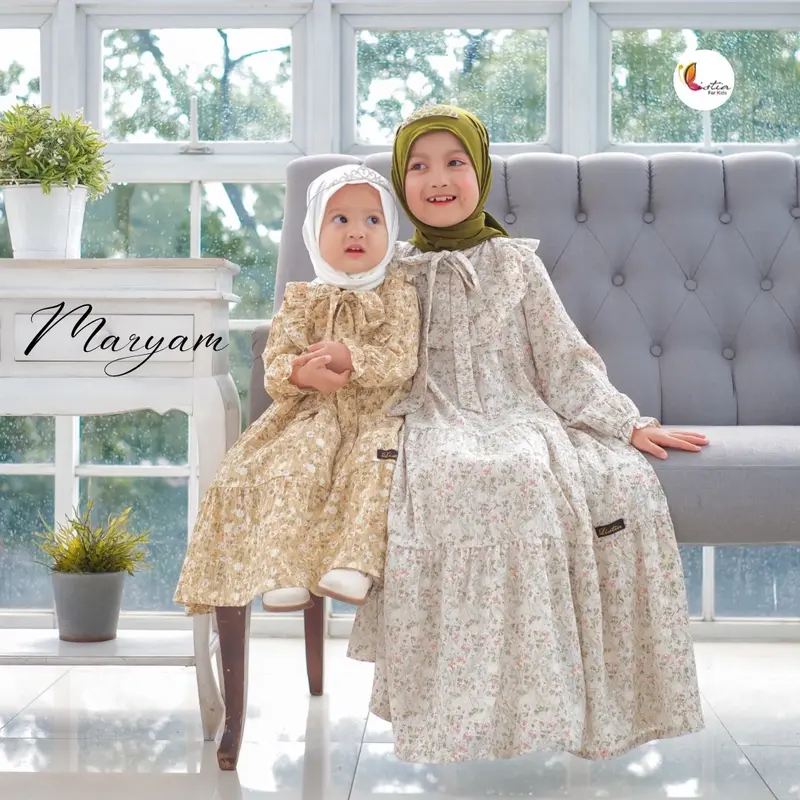 Gamis Anak MARYAM- Baju Gamis Anak Perempuan Usia 0-12 Tahun Crinkle Premium by Listiaforkids 0