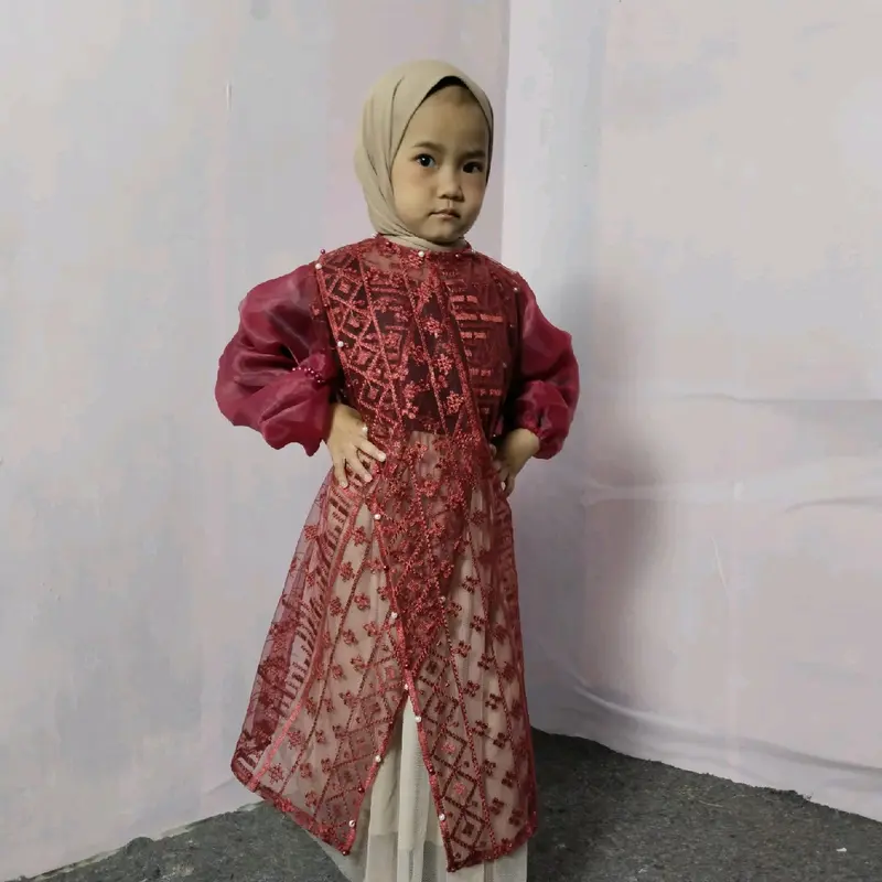 Tunik Couple Hananque Ibu dan Anak Usia 1-13 Tahun dengan Brokat Kondangan Full Payet Mix Organza Bridesmaid untuk Pasangan Wanita Wanita Keluarga Motif 4