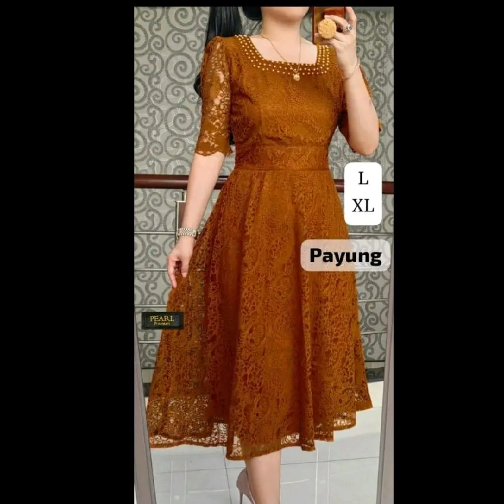 Dress mourine Brokat + Mutiara