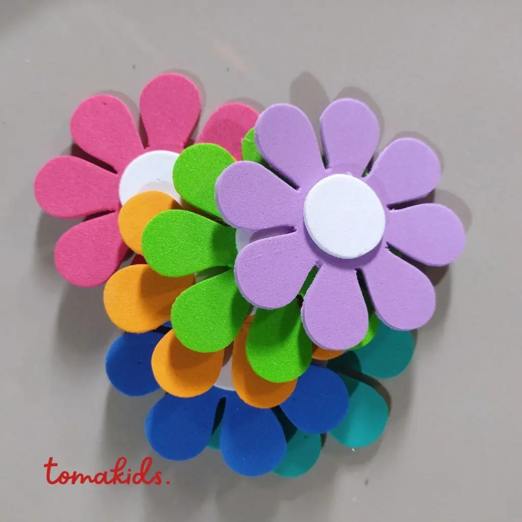 [10 PCS] Hiasan Dinding Tempelan Dinding Spon Bentuk Bunga Tipe 2 Warna Warni