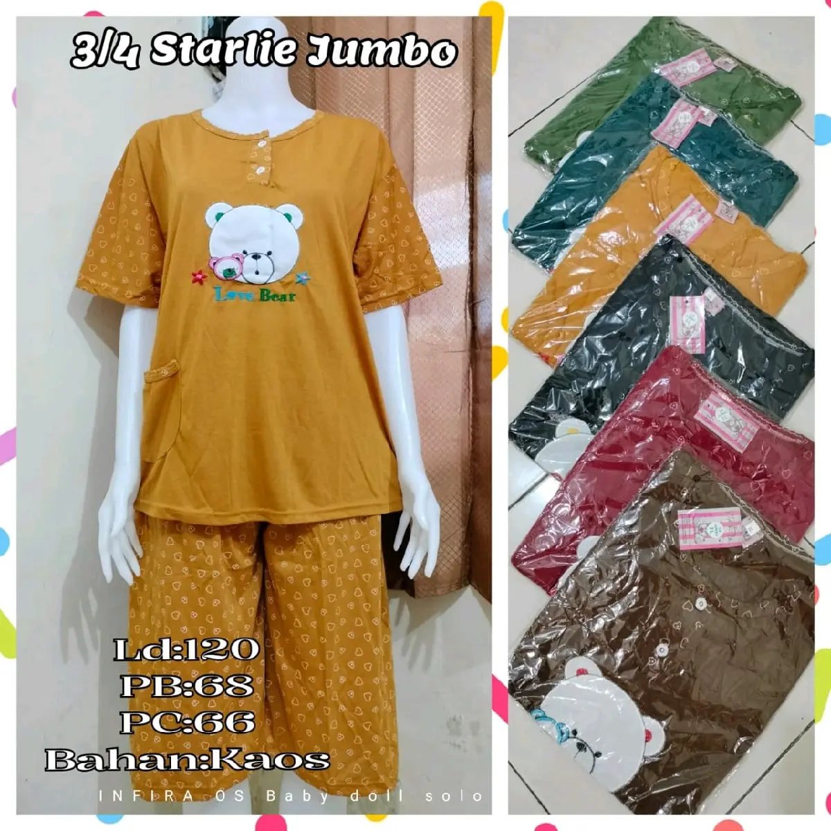Paket Baju Tidur 3/4 Jumbo Ld 110(105rb dapat 3)