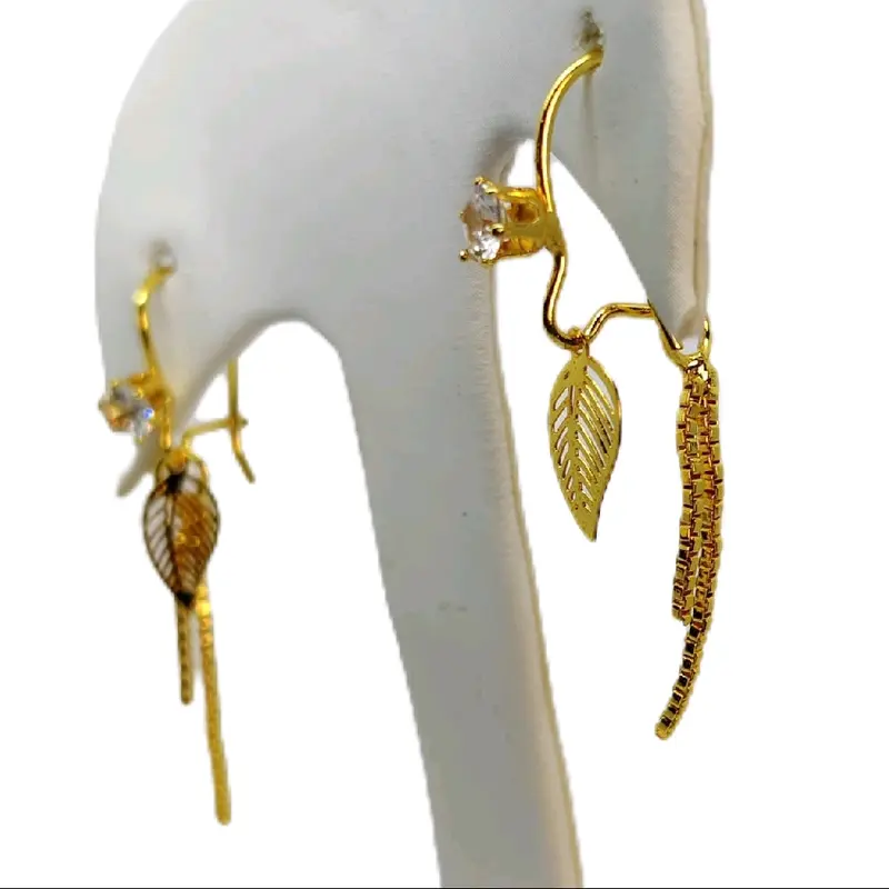 Anting jurai daun desi permata satu Hadiah Elegan  Wanita Earrings 3