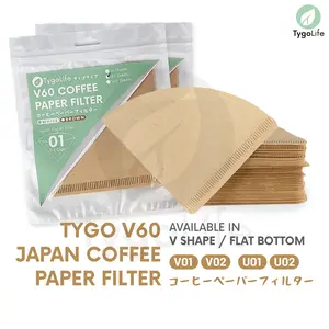 COFFEE PAPER FILTER V60 BROWN UNBLEACHED V01 V02 FLAT BOTTOM KERTAS FILTER KOPI 10/40/100PCS