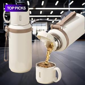 600ml 真空フラスコ、携帯用コーヒーカップ（蓋付き）、アウトドア用ウォーターボトル（キャンプ、サイクリング、車、家庭、オフィス向け）