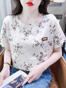 "Vint-age Garden Charm" Textured Tee: The Essential Floral for Modern, Versatile Styling Tops #QZ810