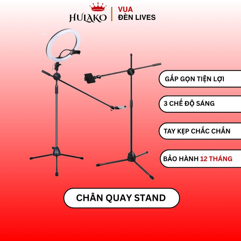 Chân Quay Stand Kèm Đèn 33,26,16cm - Phụ Kiện Kèm Kẹp Điện Thoại, Quay Video Selfie , Livestream, Dễ Sử Dụng - Chính Hãng HULAKO