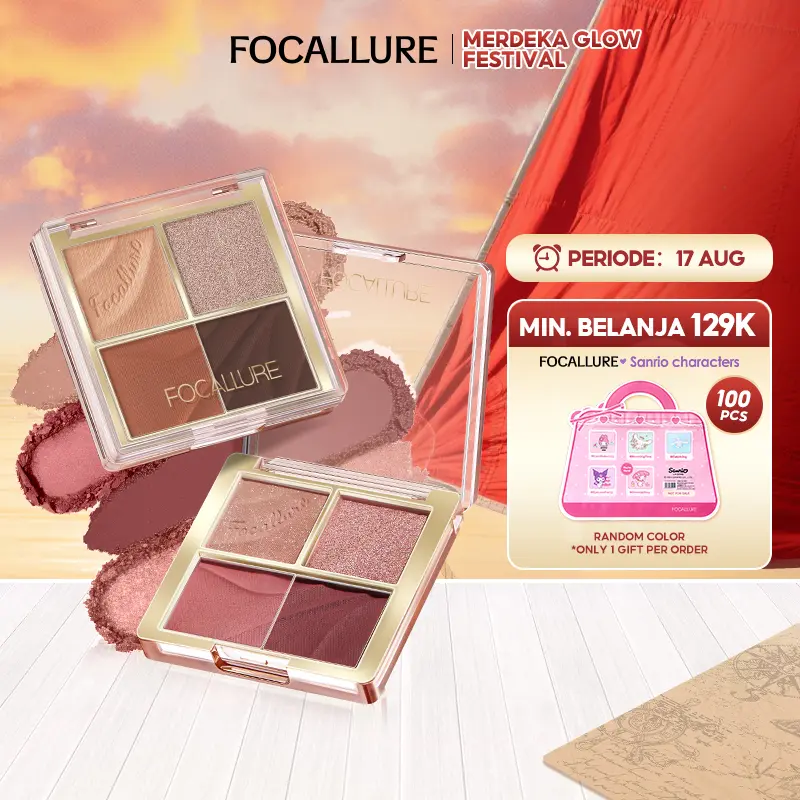 [Official] FOCALLURE Shimmer Eyeshadow Palette 4 Shades High Pigment #AmberGold