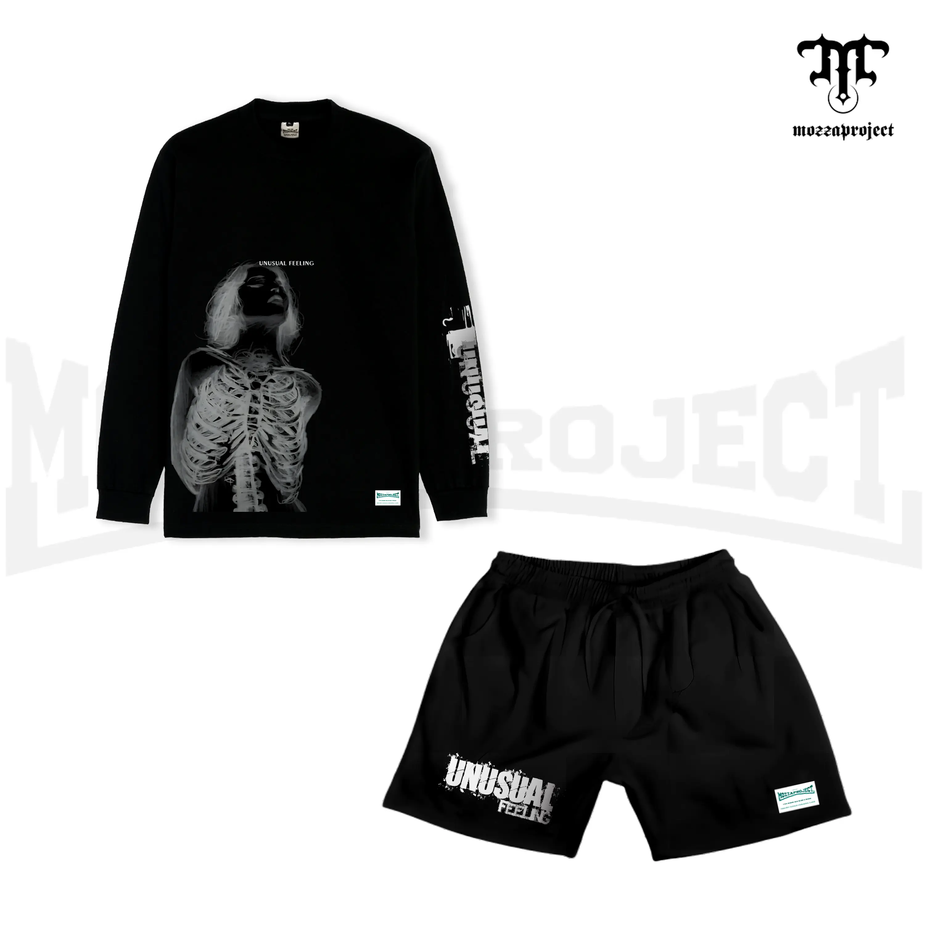 Mozzaproject Paket Bundling Unusual Feeling Kaos Lengan Panjang Dan Celana Boardshort