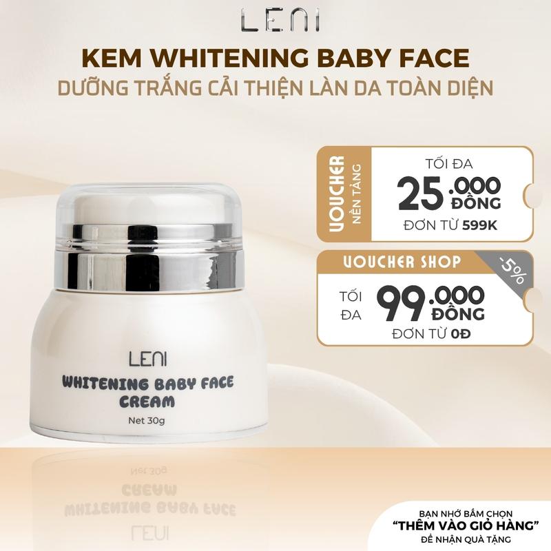 KEM FACE BABY LENI CAO CẤP WHITENING CREAM 30gr - DƯỠNG TRẮNG PHỤC HỒI DA HIỆU QUẢ - KEM BODY MAI PHƯƠNG BÙI Nữ Skincare