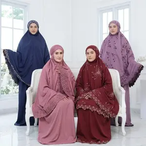 Mukena Dewasa Khadijah Katun Premium Full Bordir Cantik   Mukenah Renda Muslim