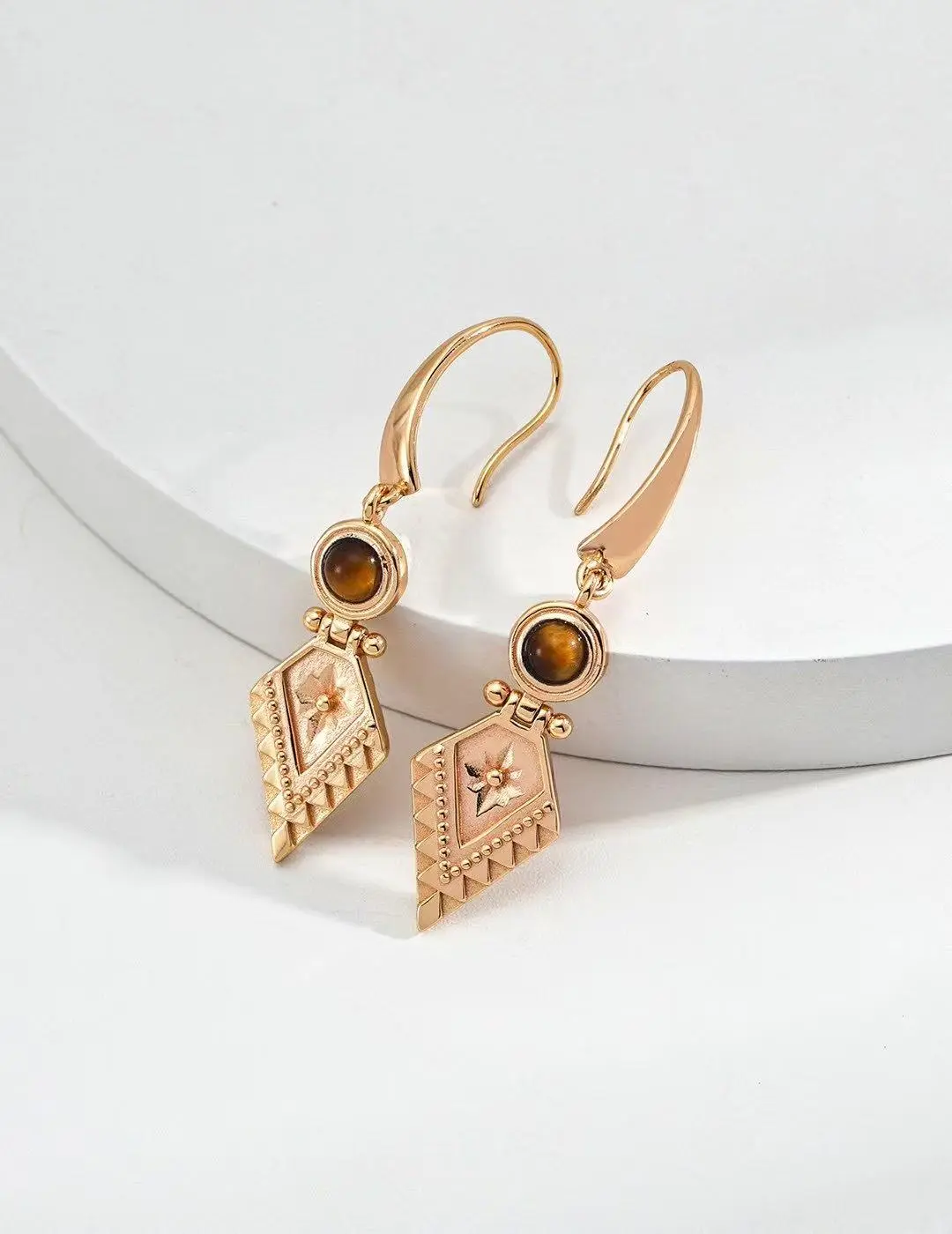 Dear Dust | S925 Vintage Tiger Eye Drop Earrings