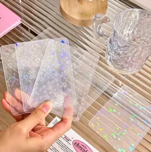 (2 Pcs ) Top Loader Hologram Premium Motif Cute Top Loader Hologram Photocard Polaroid Kpop Pokemon Card
