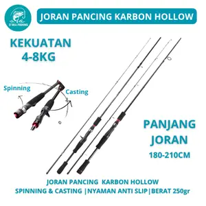 [D'Sea Fishing] Joran Pancing 2 Sambung Carbon Fiber Hollow Ringan 1.8M 2.1M EVA Handle YJA-HBLZ-Q untuk Memancing