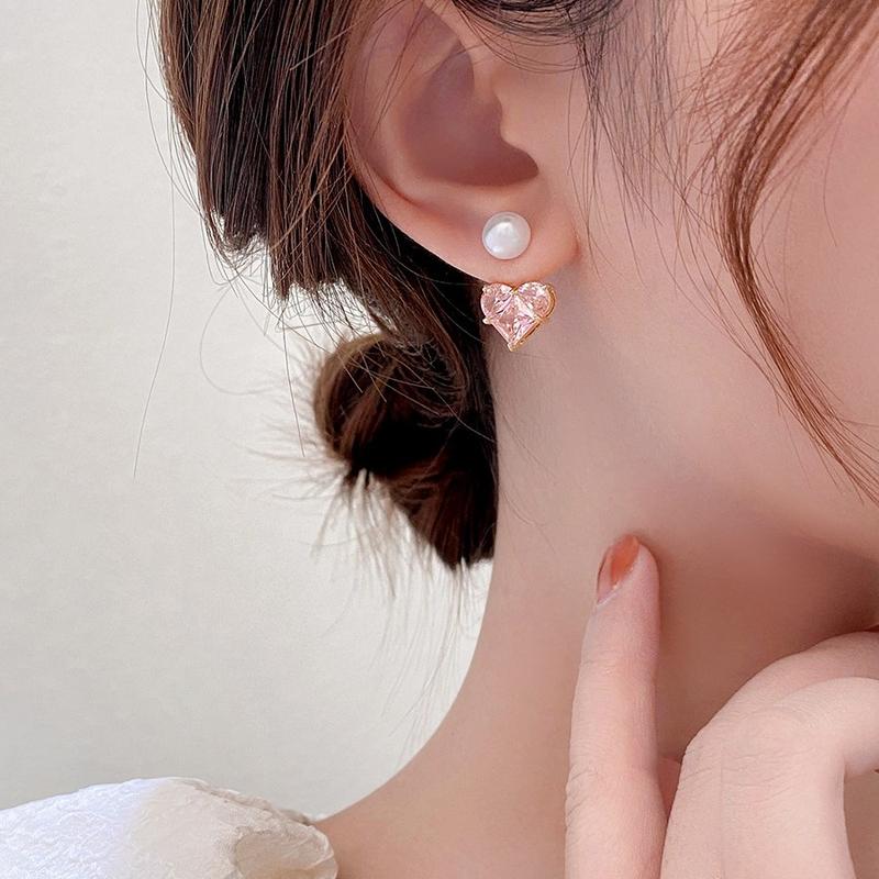 Hoa Tai Hình Trái Tim Màu Hồng, Thiết Kế Sang Trọng Giá Cả Phải Chăng, Dành Cho Nữ, Hàng Mới Về 1
