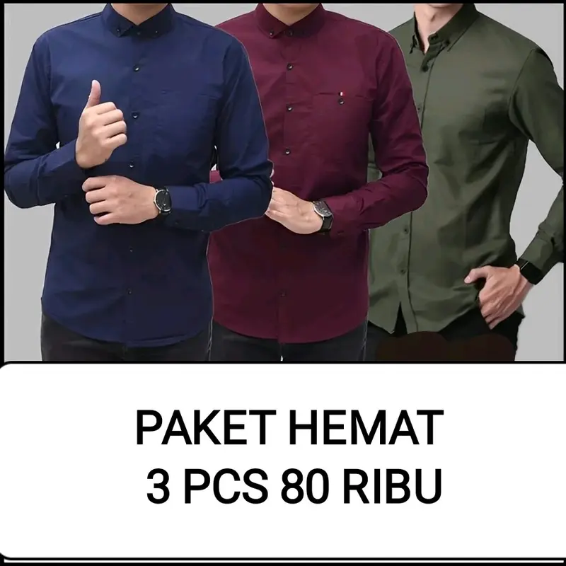 PAKET HEMAT KEMEJA PRIA POLOS LENGAN PANJANG 90 RIBU DAPET 3PCS  Katun Slimfit standard sesuai gambar korean paketan9 unisex Formal Soft Hitam Kantor fitted shirt hurley  kemeja Putih Casual Distro 0