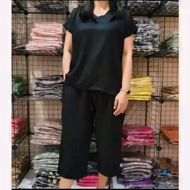 set crinkle wanita kekinian / setelan crinkle airflow viral 7/8 nyaman dipakai santai Celana karet 5