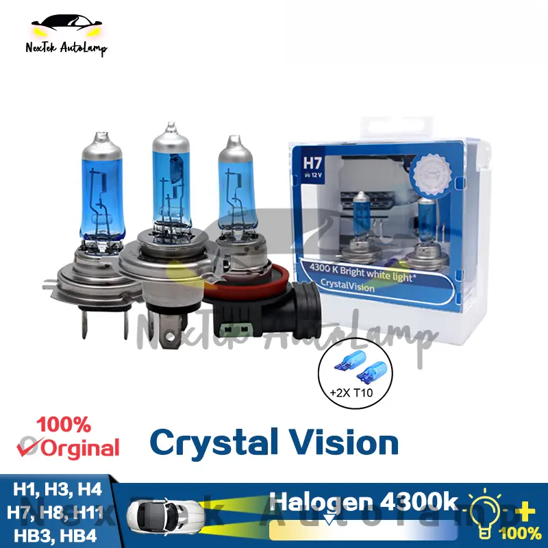 For Philips Crystal Vision H1 H3 H4 H7 H8 H11 HB3 HB4 12V 4300K Warm White Light Car Halogen Headlight Auto Lamps