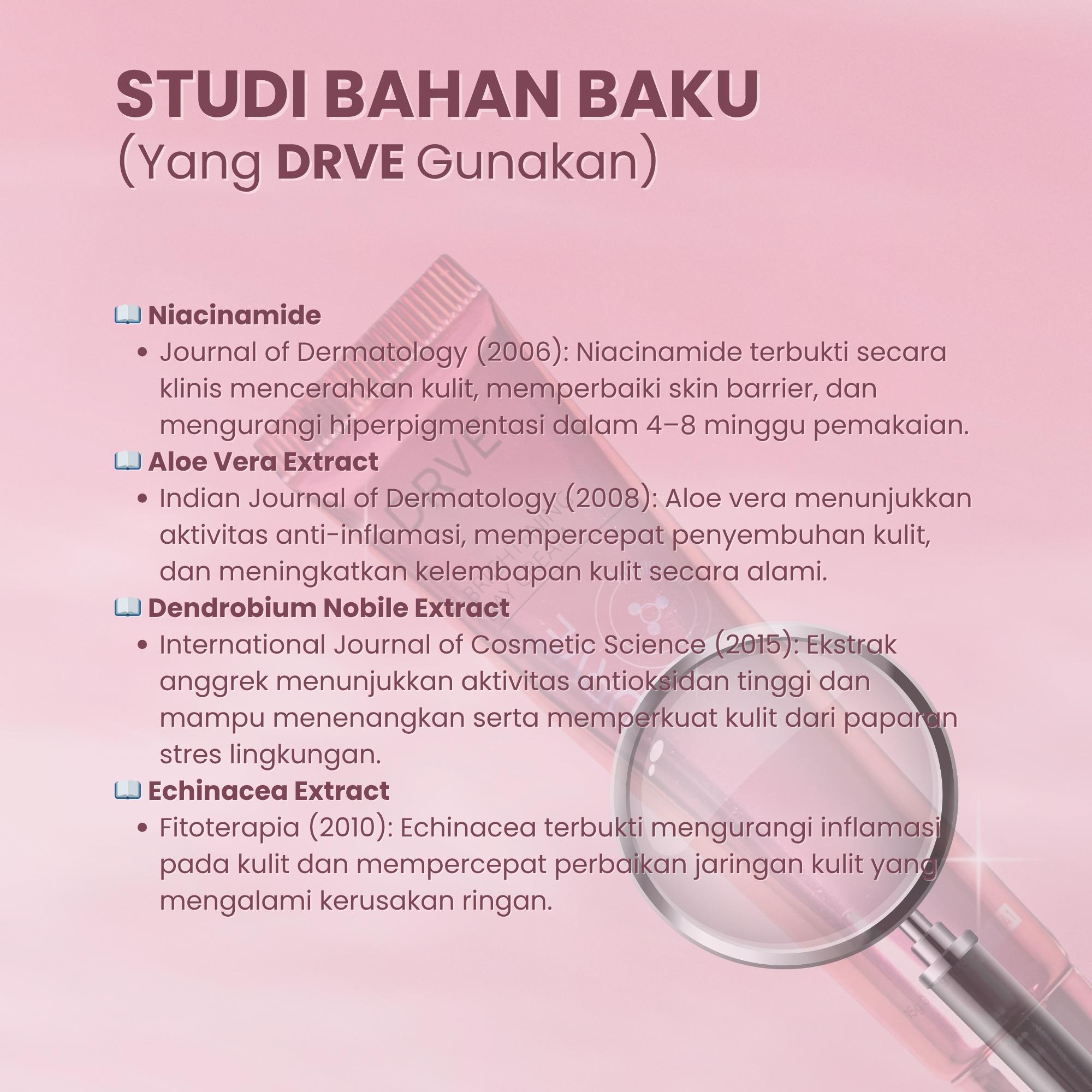 Drve brightening day cream 2 Membantu mencerahkan kulit, melembabkan, menenangkan memperbaiki serta dapat menghilangkan kekeringan Pelembab Wajah Pencerah
