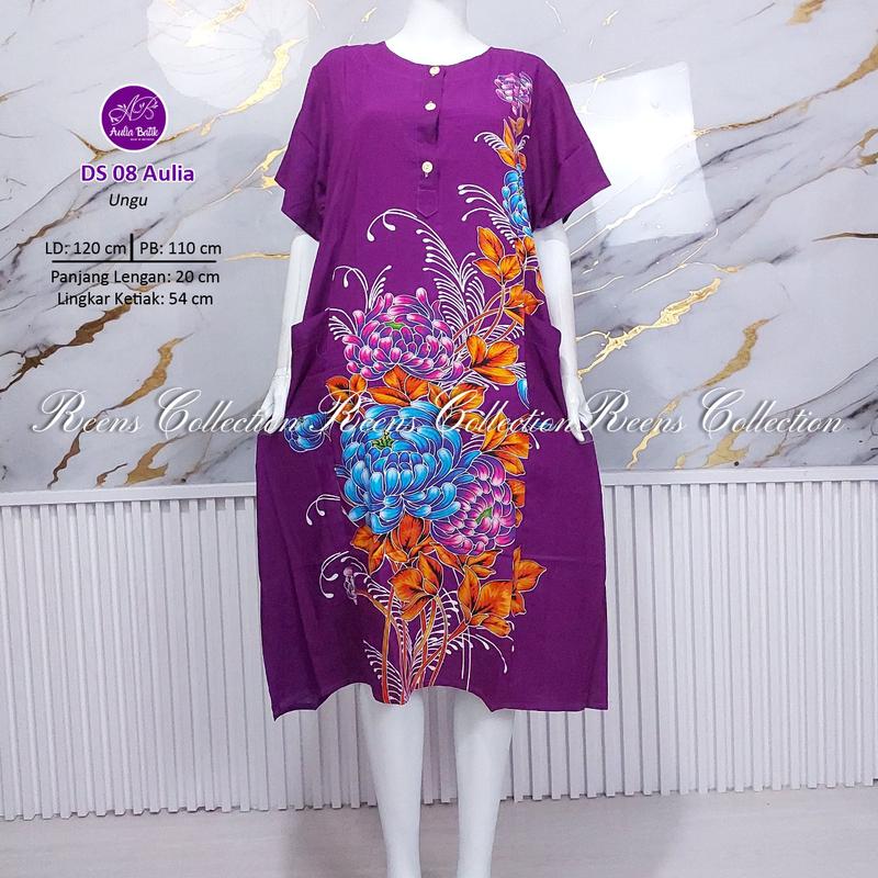Aulia Batik Daster 08 Batik Print | Daster 3 Kancing Depan Busui 2 Saku Tangan Pendek Di Bawah Lutut daster  viral 8