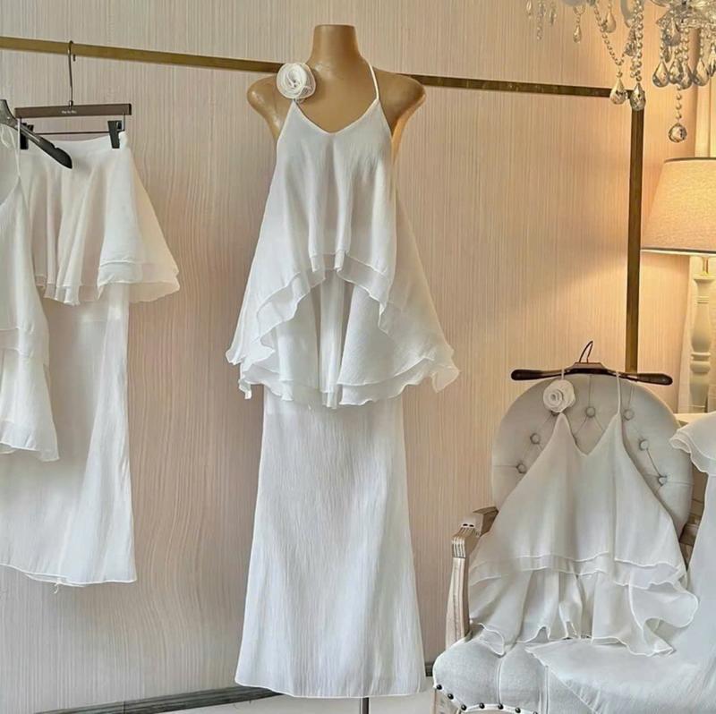 Set áo Bí 2 dây, kèm chân váy tùng 3 lớp đi biển xinh xắn ELISTAR Naru