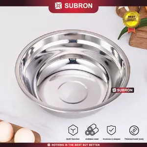 SUBRON Baskom stainless 20 cm 22 cm 24 cm tebal multifungsi mangkok