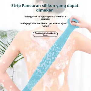 Handuk mandi silikon tebal, sikat mandi, strip penggosok punggung dua sisi yang diperpanjang, tebal dan tahan lama.