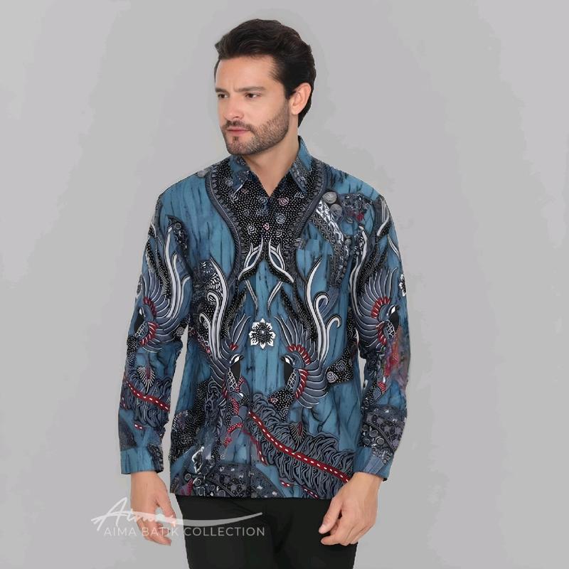 Baju Batik Pria Keren Kemeja Batik Pria Lengan Panjang Batik Seragam Ukuran M L XL XXL Katun 4