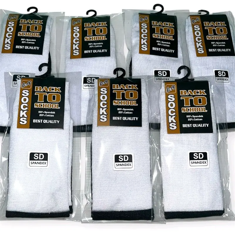 6 Pasang Kaos Kaki Anak Sekolah SD SMP SMA Hitam Putih Panjang Lembut Fashion 1