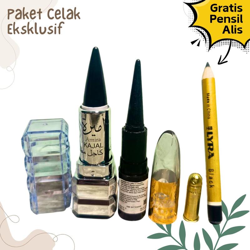 Celak Mata Stik Eksklusif BPOM Kajal Starlet dan Amira Waterproof Eyeliner Santri Muslimah Free Pensil Alis 1