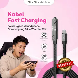 Kabel Charger Siku 90 Derajat CLICK CLICK 240W Tipe C ke C – Kabel Gaming & Nonton Anti Tekuk Fast Charging 1.5 Meter for Android iPhone