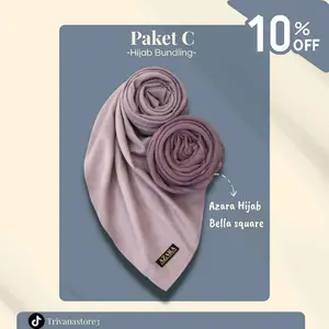 Paket C Hijab Bundling | Bella Square (Voal Miracle) + Azara (Pollycotton) Segi Empat