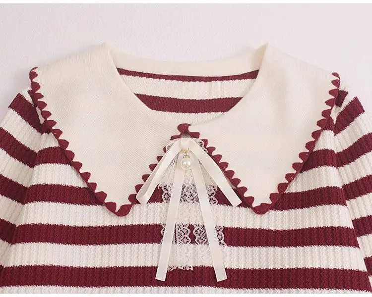 Gloryshop88 RAJUT Atasan Kerah Salur renda / Rajut Wanita Lengan Panjang / Sweater Rajut Wear KnitWear / Atasan Korea Model / Premium Variasi PITA 1