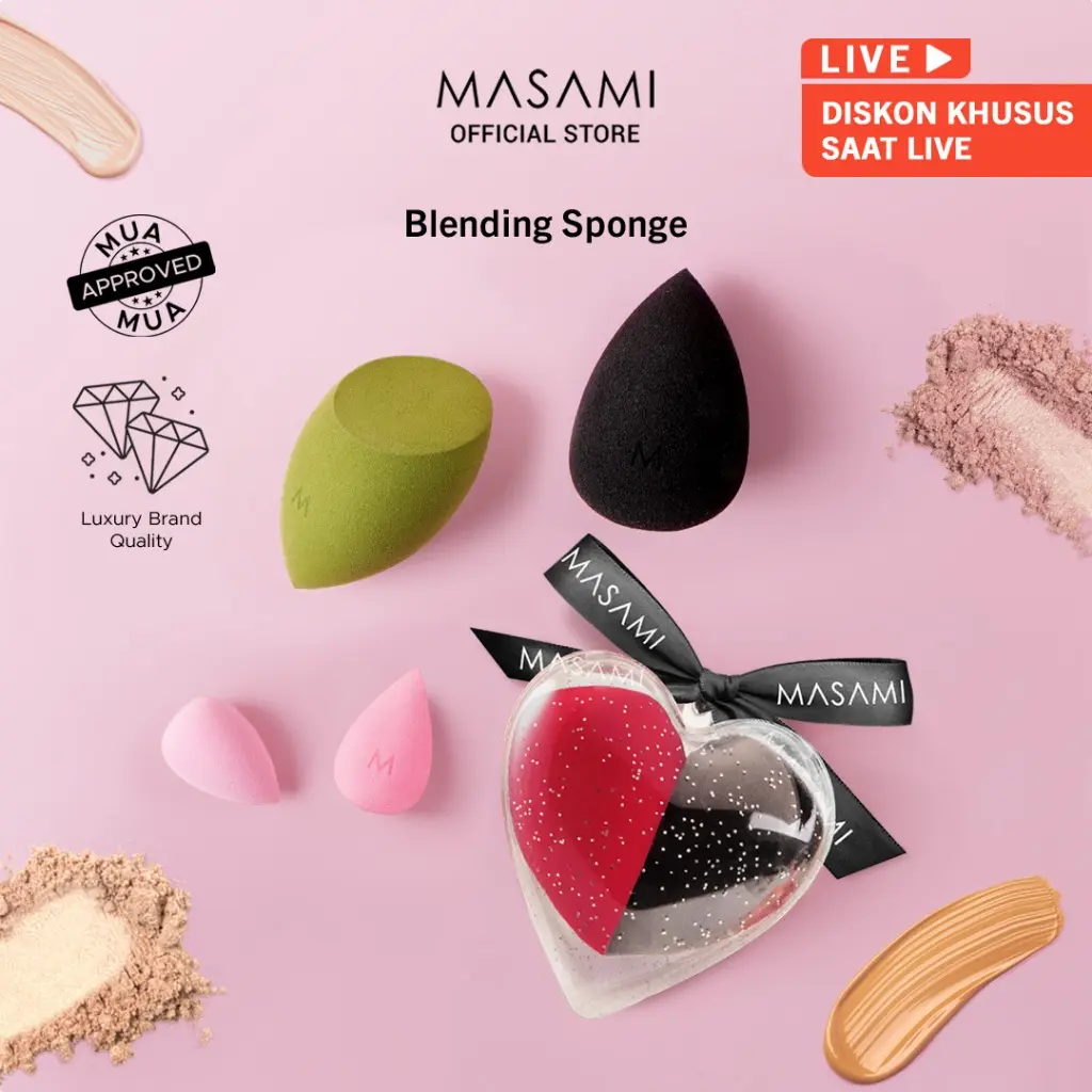 Masami Blending Sponge Latex Free / Beauty Blender Black Sesame Sponge Matcha / Marble Cake Sponge / Sponge Mini Strawberry / U & Me Blending Sponge Beauty Blender Bentuk Love / Hampers Gift / Bundle Eyebag Sos Set / Bundle Always Clean Sponge Duo