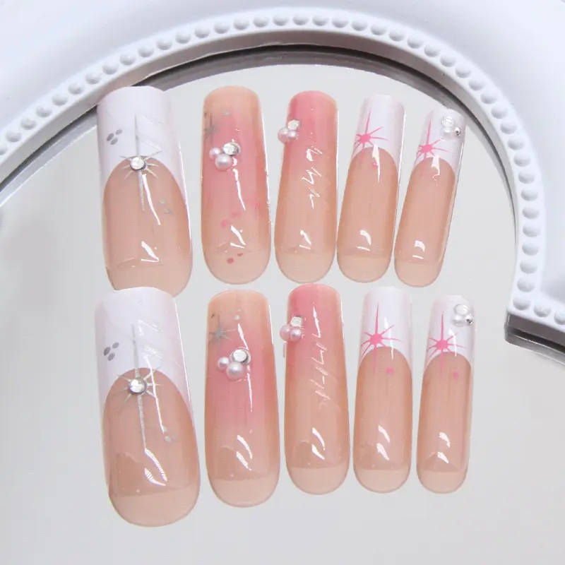 Kuku Palsu Extension 24pcs Nails / Kuku  Palsu Motif Free Lem Cair Kuku panjang 3