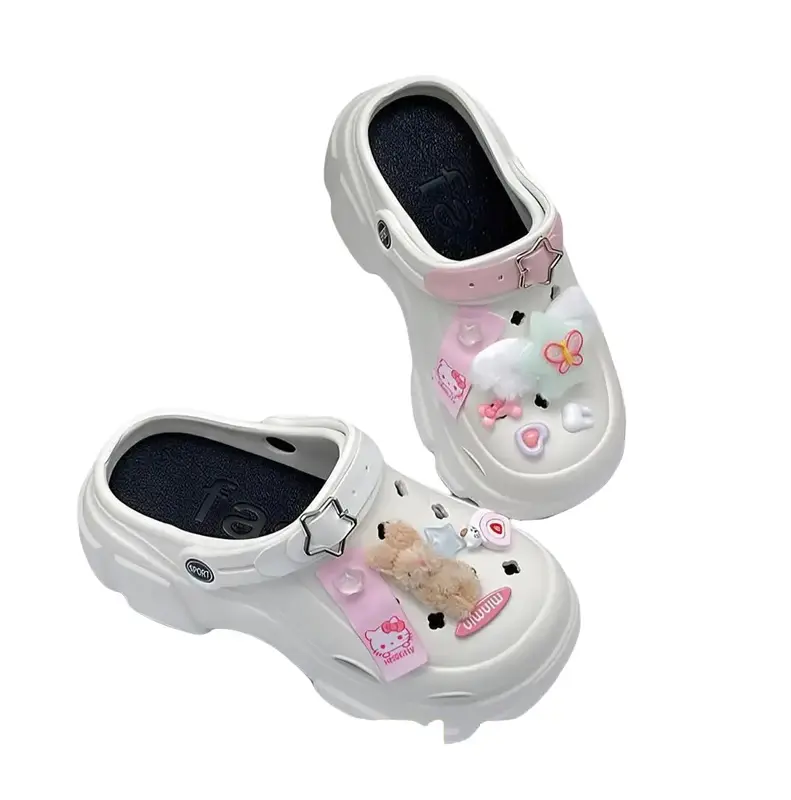 Sendal Baim EVA  Rubber Jibbit Hello Kitty Terbaru Tinggi 8 CM Ready Dua Warna Karet Putih Insol Hitam  Sandal Wanita 2