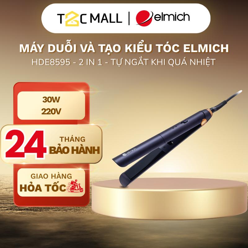 Máy Duỗi Và Tạo Kiểu Tóc 2 In 1 Elmich 30W Nhỏ Gọn Tiện Lợi Hàng Cao Cấp HDE8595 Tự Ngắt Khi Quá Nhiệt - T2C MALL