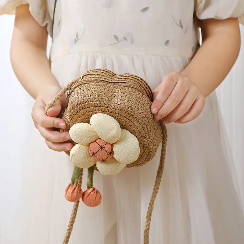Túi Rơm Dệt Đeo Chéo Mini, Thiết Kế Dễ Thương, Dành Cho Trẻ Em, Lý Tưởng Cho Các Hoạt Động Ngoài Trời 2
