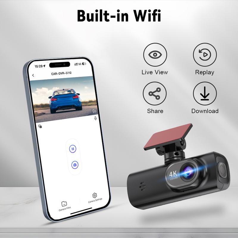 Product Introduction of HD 4K dual lens driving recorder black box driving recorder car DVR 1080P rear camera built-in WiFi GPS 24-hour parking monitor Includes 128GB TF 40