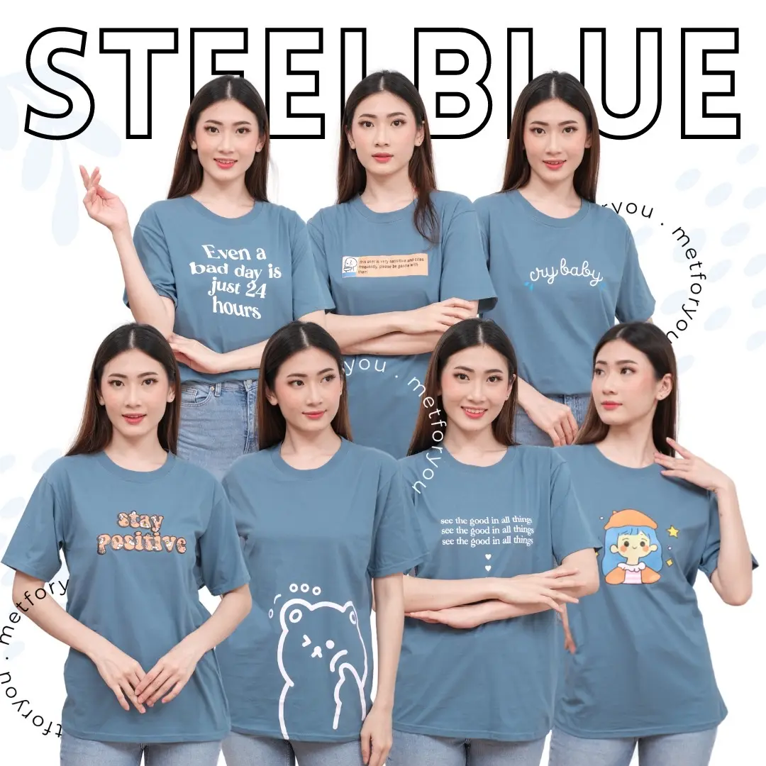 METFORYOU Kaos Wanita Oversize - Steel Blue Edition