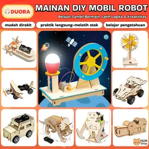 [COD] DUORA Mainan Edukasi DIY Mobil Robot Kayu Rakitan Generator dan Lampu untuk Anak Belajar Sains