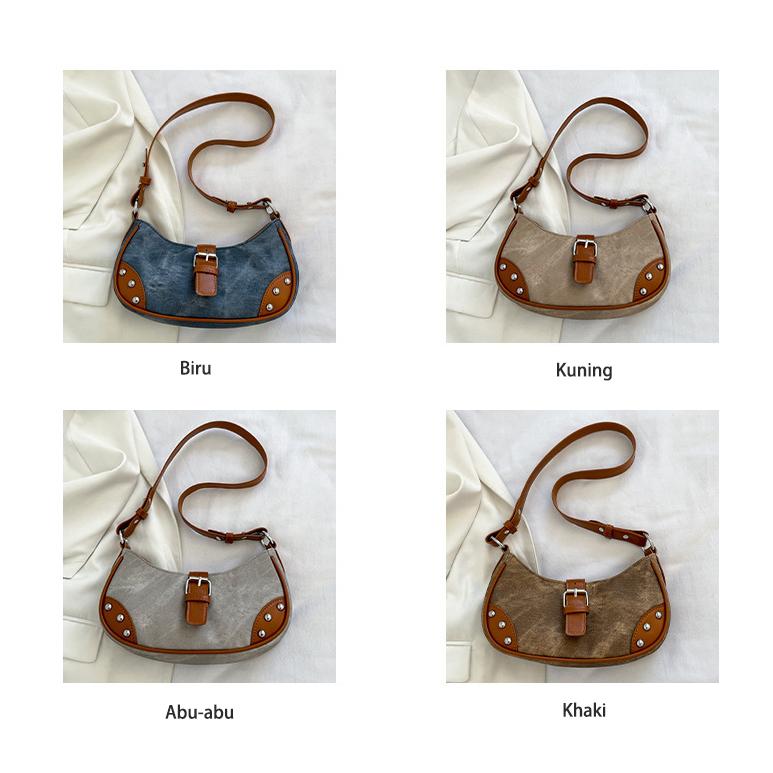 Product Introduction of Tas Bahu Keling Retro Wanita Tas Ketiak Vintage Perancis Tas Kecil Sederhana Temperamen Tas Selempang Fashion Shoulder Bag Korean Style 11