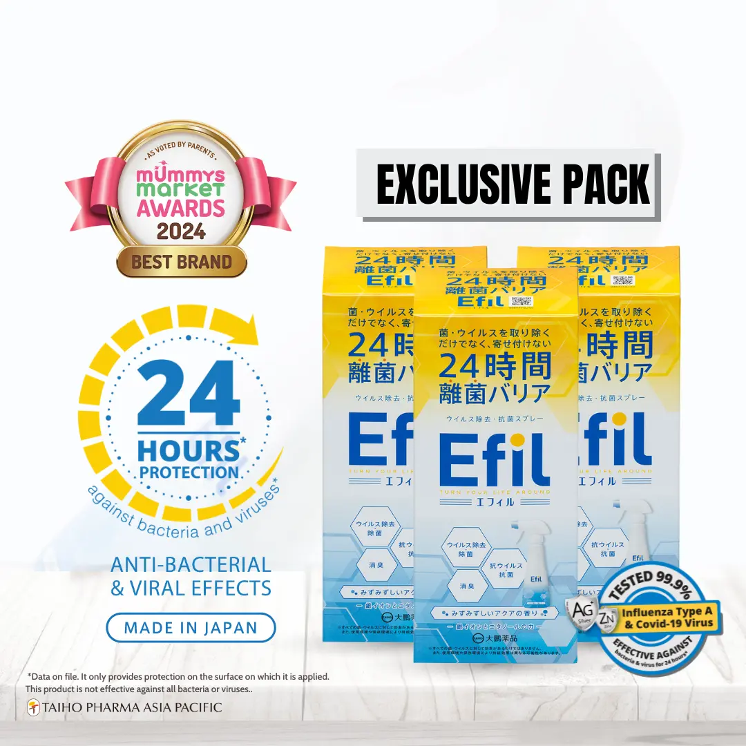 EFIL disinfectant | Made in Japan | Kills Germs 24 Hrs | Original Technology  | with Powerful Antimicrobial Silver & Zinc Ions | 300ml x 3